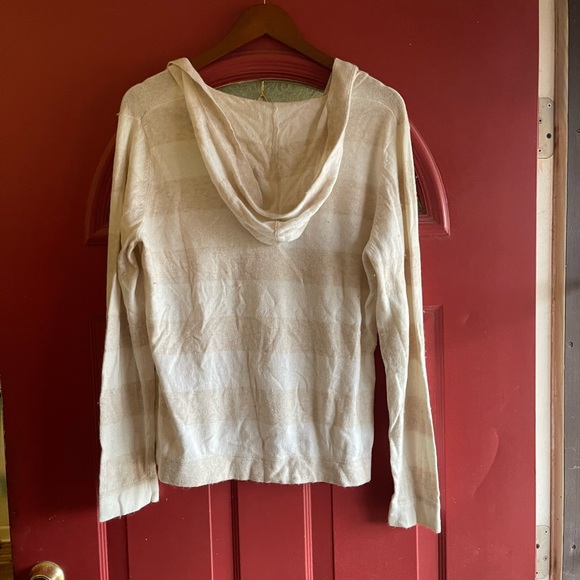 Angora Striped V-Neck hoodie Sweater - Picture 4 of 6